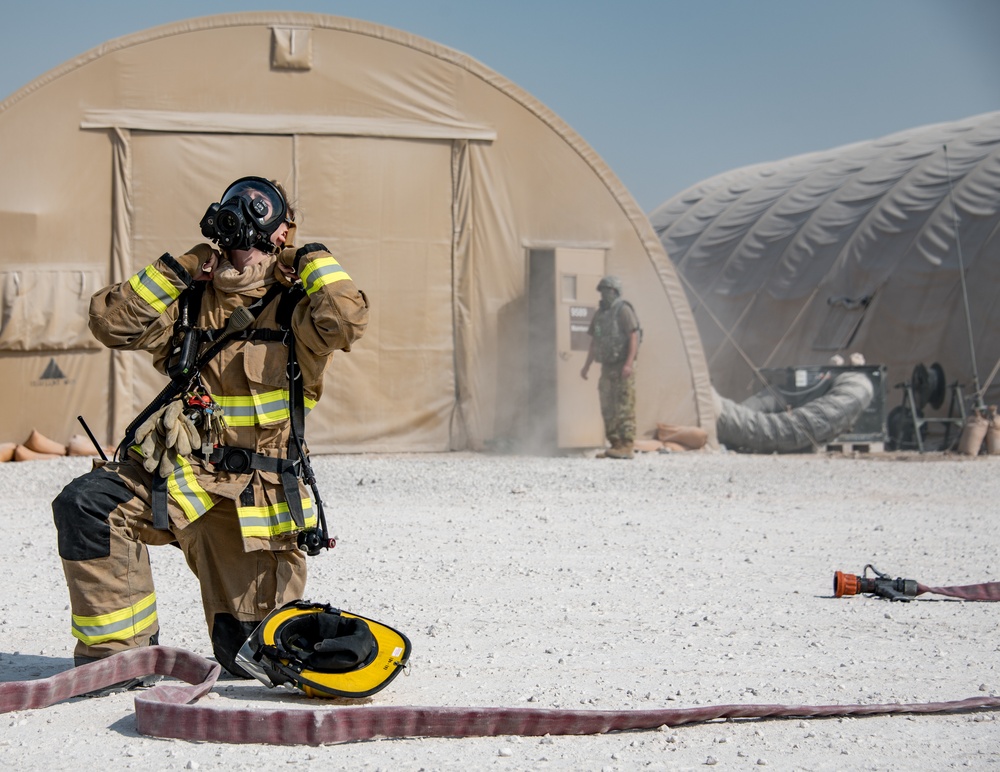 Army and Air Force service members conduct exercise at Al Udeid Air Base