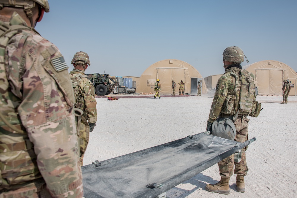 Army and Air Force service members conduct exercise at Al Udeid Air Base