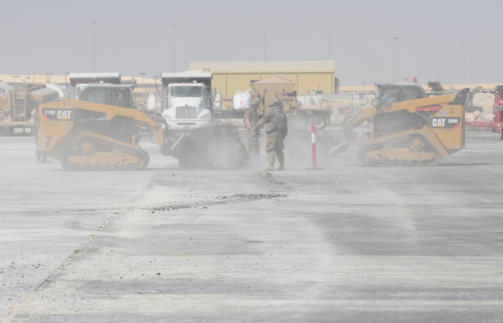 Al Udeid expeditionary engineers conduct rapid airfield damage repair training