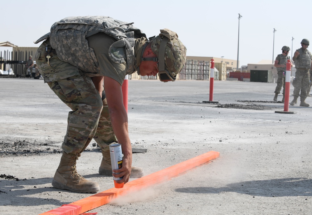 Al Udeid expeditionary engineers conduct rapid airfield damage repair training