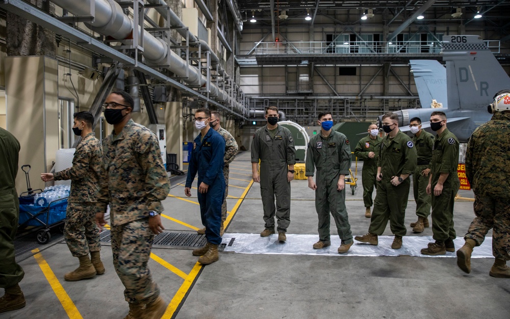 United Service Organizations (USO) Volunteers Support Marine Fighter Attack Squadron (VMFA) 312 With A Thanksgiving Dinner