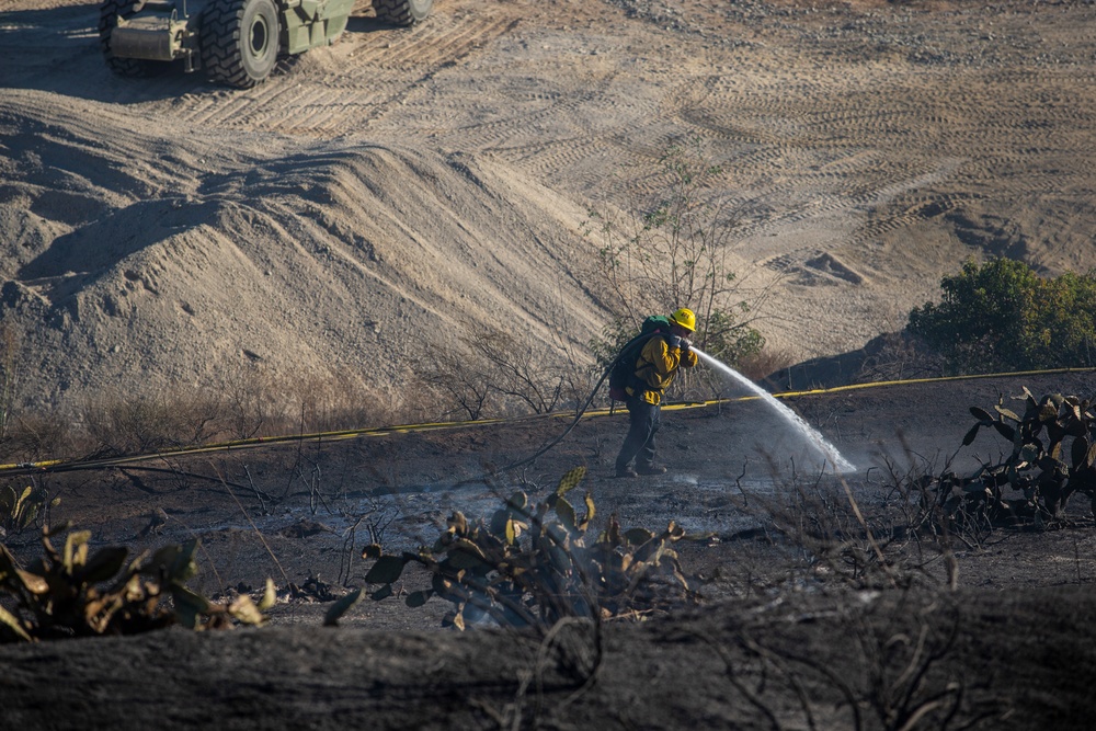 Camp Pendleton Fire Department fights a fire in 25 Area