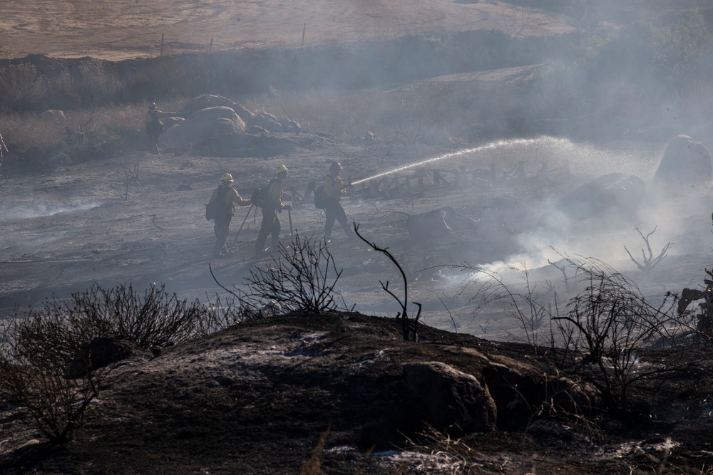 Camp Pendleton Fire Department fights a fire in 25 Area