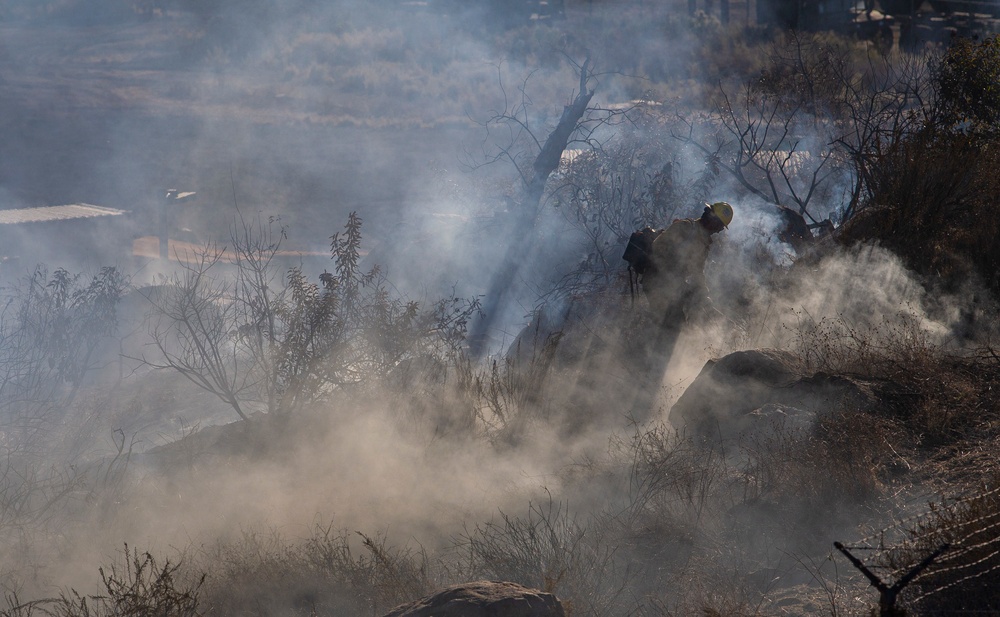 Camp Pendleton Fire Department fights a fire in 25 Area