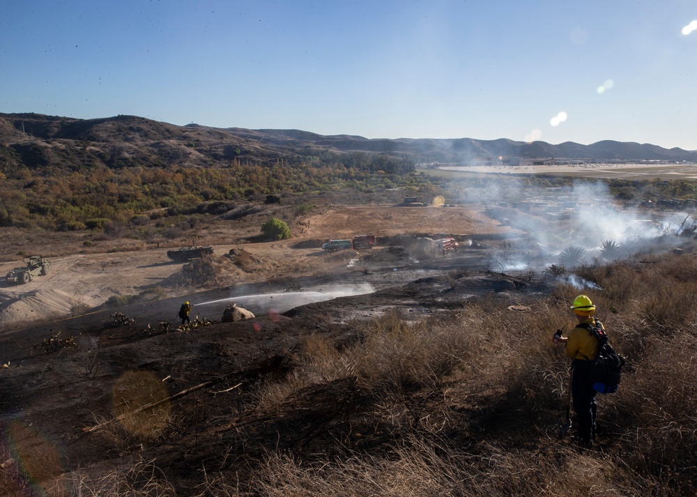 Camp Pendleton Fire Department fights a fire in 25 Area