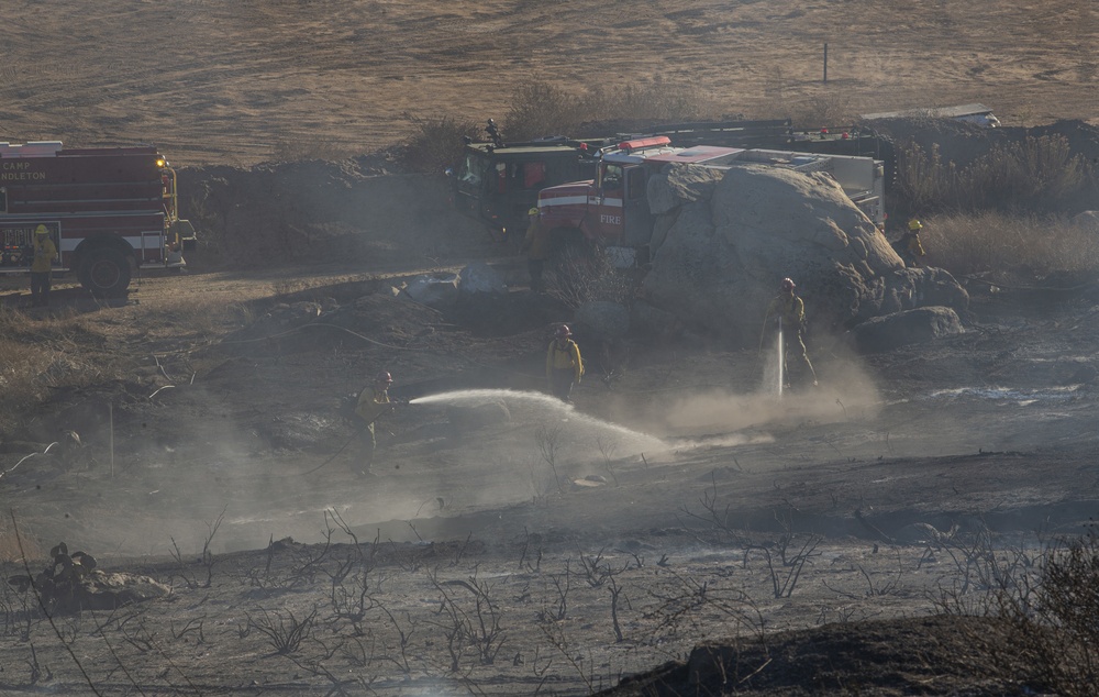 Camp Pendleton Fire Department fights a fire in 25 Area