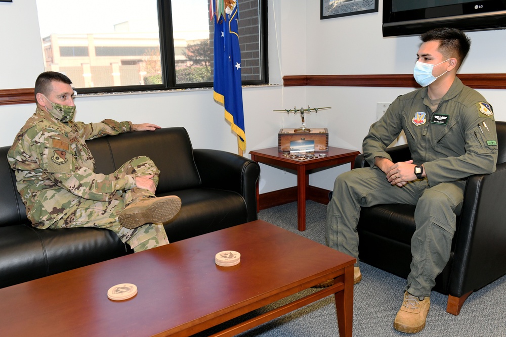 Air Force chief of staff calls, selects Airman for commission Captions: 201123-F-ED303-1001 ROBINS AIR FORCE BASE, Ga. -- Col