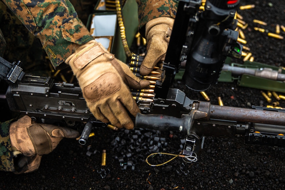 U.S. Marines participate in a live-fire machine gun range during exercise Fuji Viper 21.1