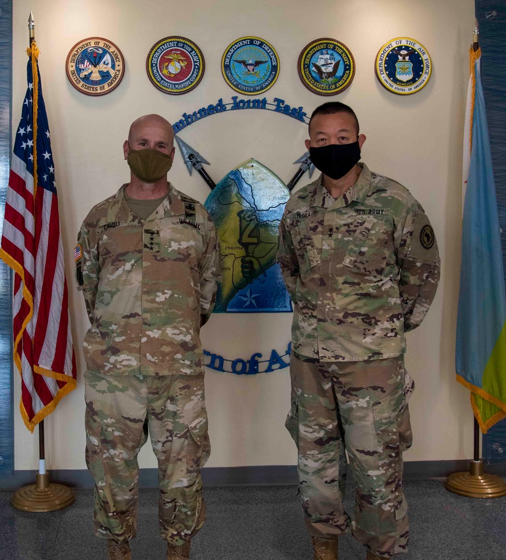 Gen. Christopher Cavoli and Maj. Gen. Andrew Rohling Visit CJTF-HOA