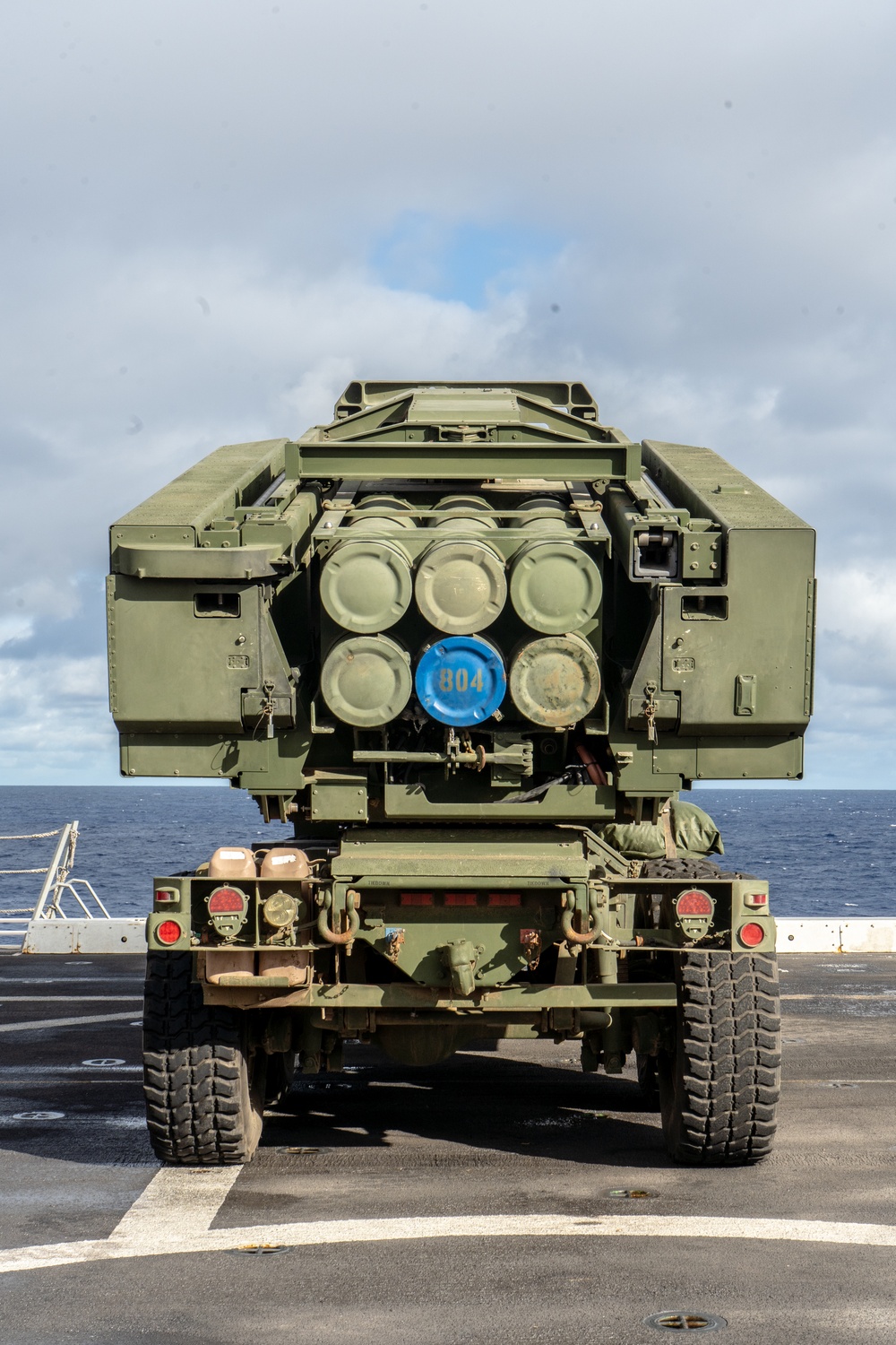 15th MEU Marines display HIMARS aboard Makin Island Amphibious Ready Group