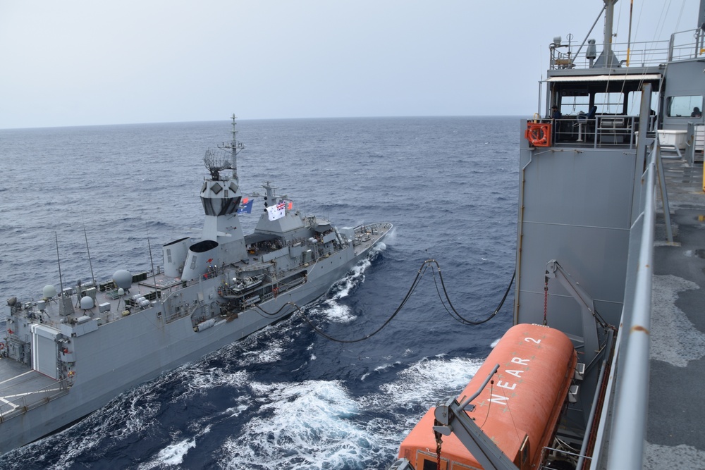 USNS Amelia Earhart Replenishes Australian Frigate