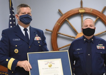 Chief Petty Officers Association, New Haven Chapter, is presented with the Spirit of Hope Award.