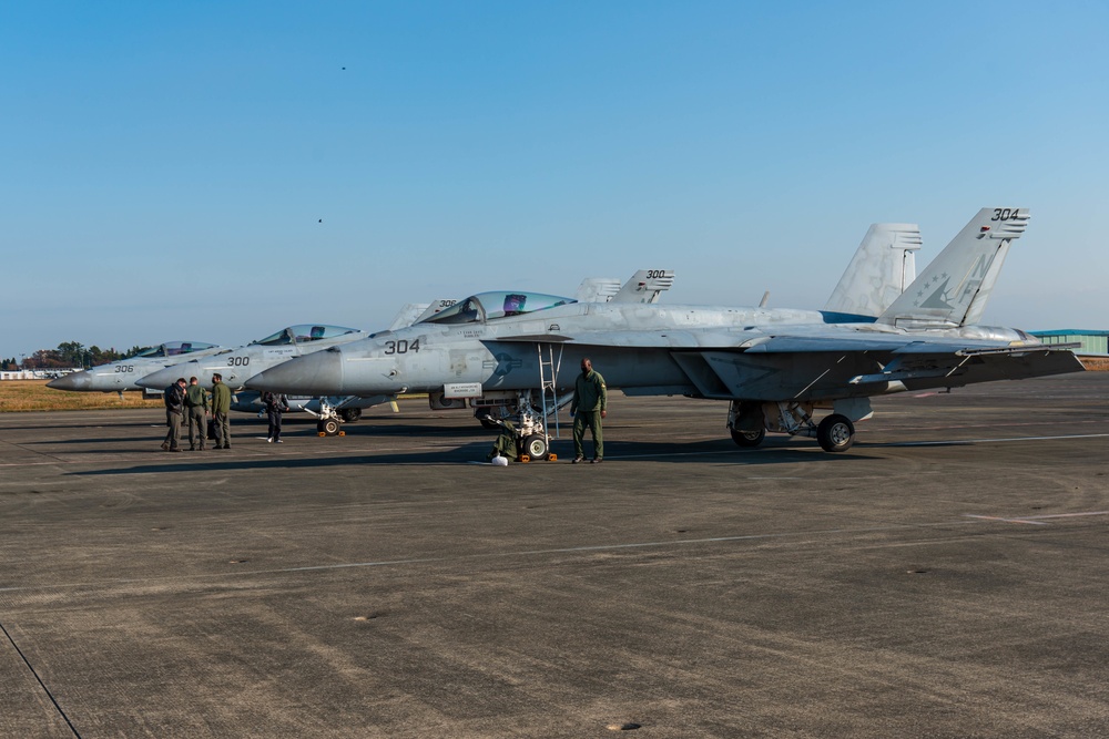 Eagles of Strike Fighter Squadron (VFA) 115 Fly Out of NAF Atsugi