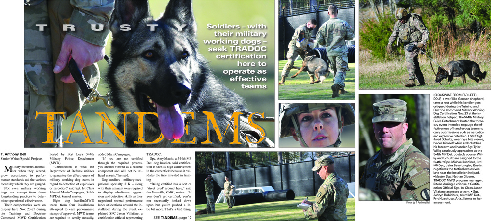 Trusty tandems: Soldiers -- with their military working dogs -- seek TRADOC certification here to operate as effective teams