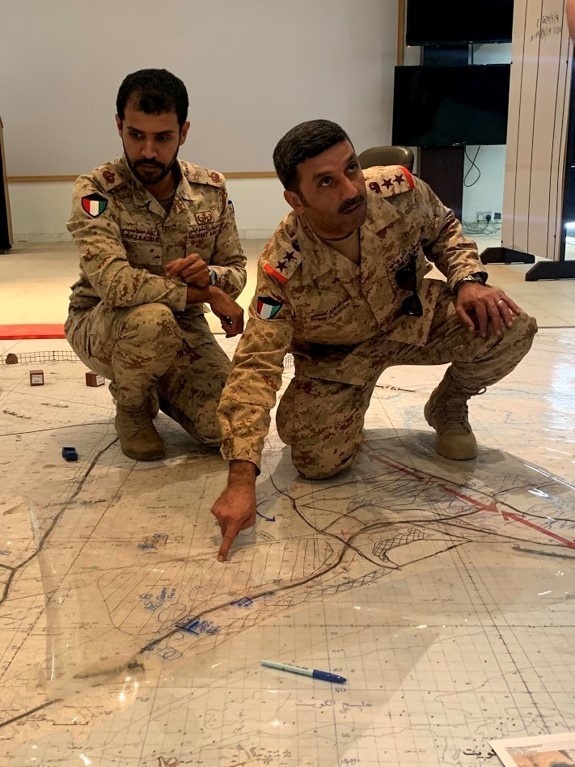 16th Engineer Brigade Soldiers in conjunction with Soldiers of the Kuwaiti Land Forces Institute conduct a Field Grade Officer Workshop, a bilateral training event designed to improve interoperability with our partner nations.