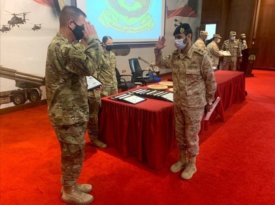 16th Engineer Brigade Soldiers in conjunction with Soldiers of the Kuwaiti Land Forces Institute conduct a Field Grade Officer Workshop, a bilateral training event designed to improve interoperability with our partner nations.