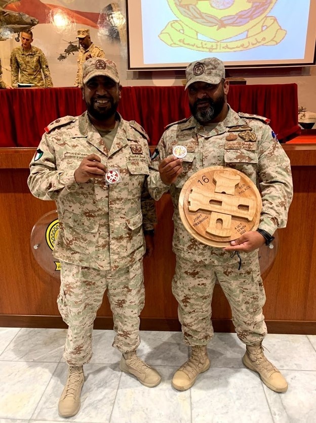 16th Engineer Brigade Soldiers in conjunction with Soldiers of the Kuwaiti Land Forces Institute conduct a Field Grade Officer Workshop, a bilateral training event designed to improve interoperability with our partner nations.