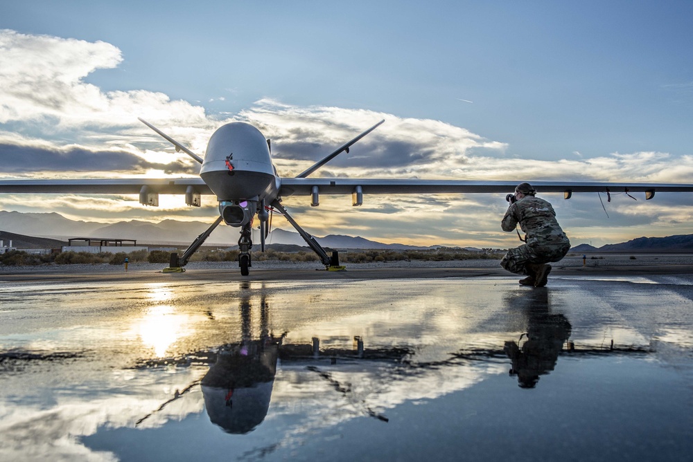 Reflections of an MQ-9 on a November Sunset