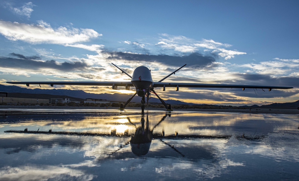 Reflections of an MQ-9 on a November Sunset