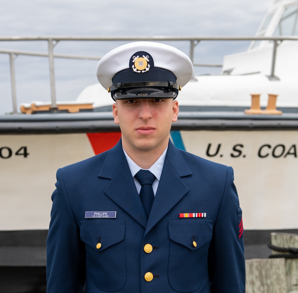 Fireman Gavin Phillips selected as honor graduate for recruit company Kilo 199 at U.S. Coast Guard Training Center Cape May