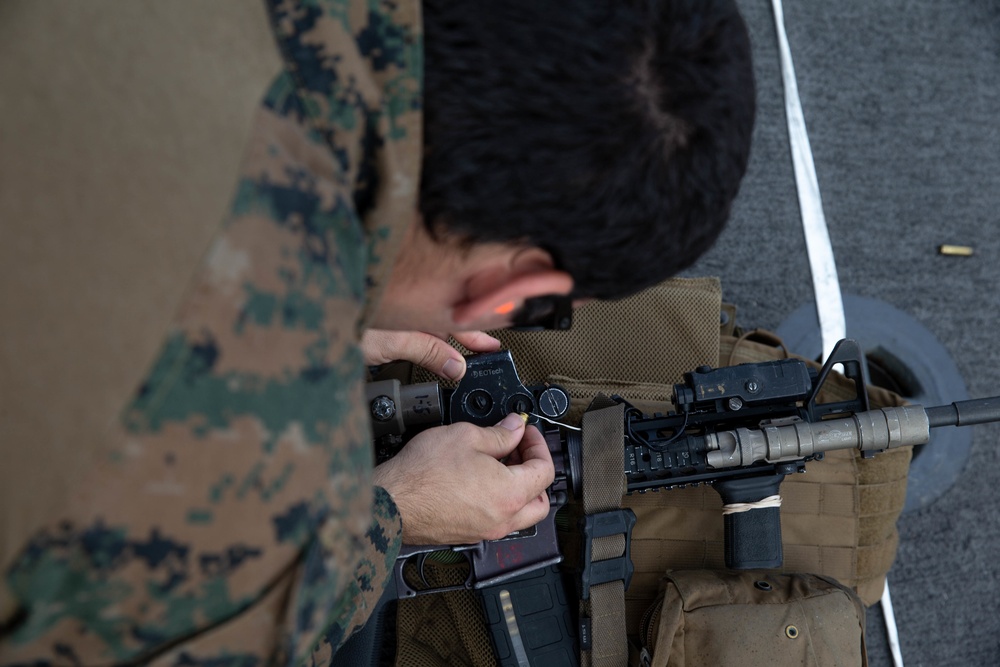 15th MEU Marines conduct combat marksmanship aboard USS Somerset