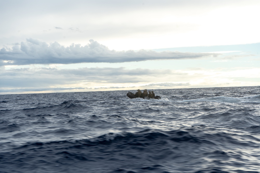 15th MEU ADR Marines conduct small boat training from USS Somerset