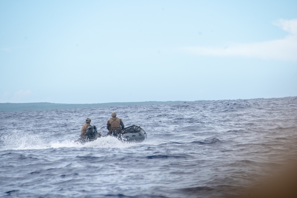 15th MEU ADR Marines conduct small boat training from USS Somerset