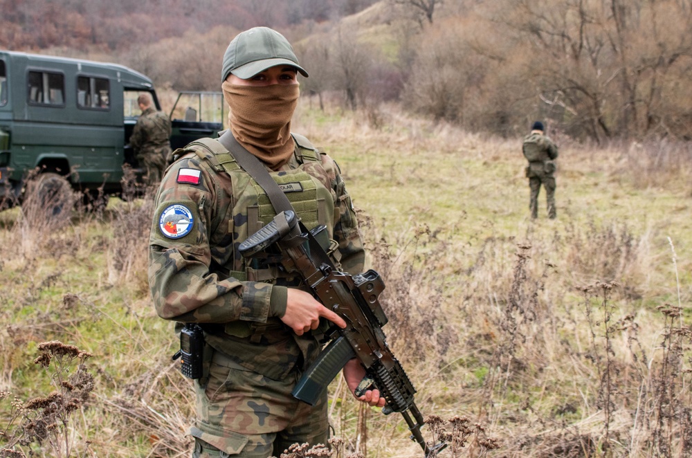 Polish soldiers patrol Kosovo-Serbia administrative boundary line