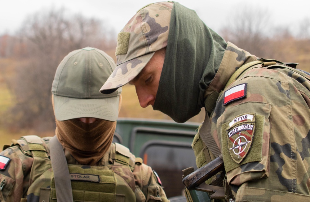 Polish soldiers patrol Kosovo-Serbia administrative boundary line