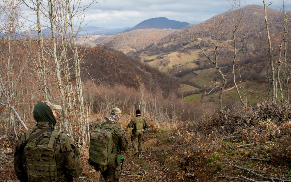 Polish soldiers patrol Kosovo-Serbia administrative boundary line