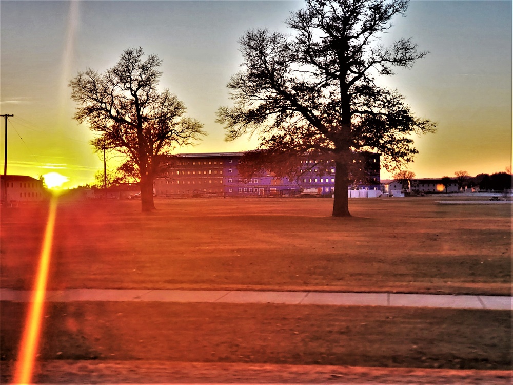 Sun sets on another day of barracks construction at Fort McCoy