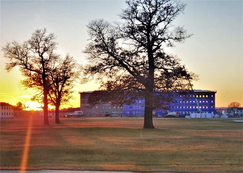 Sun sets on another day of barracks construction at Fort McCoy