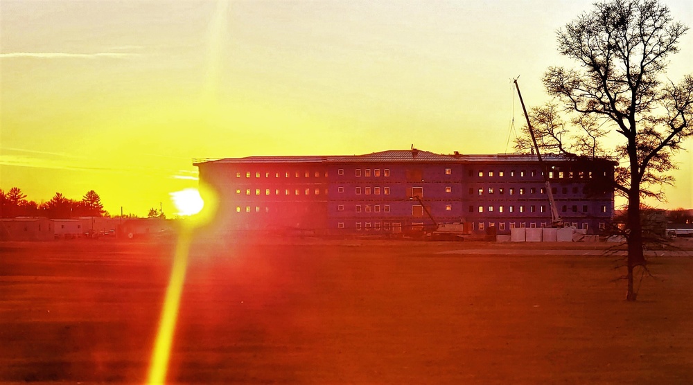 Sun sets on another day of barracks construction at Fort McCoy