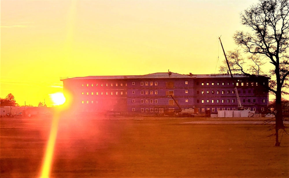 Sun sets on another day of barracks construction at Fort McCoy