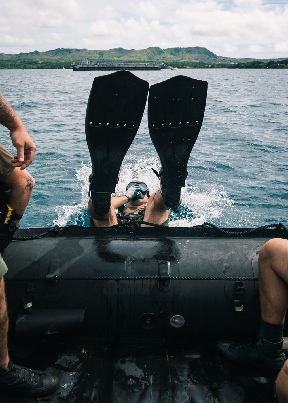 Navy Seabee Divers Repair Bouy in Guam Harbor