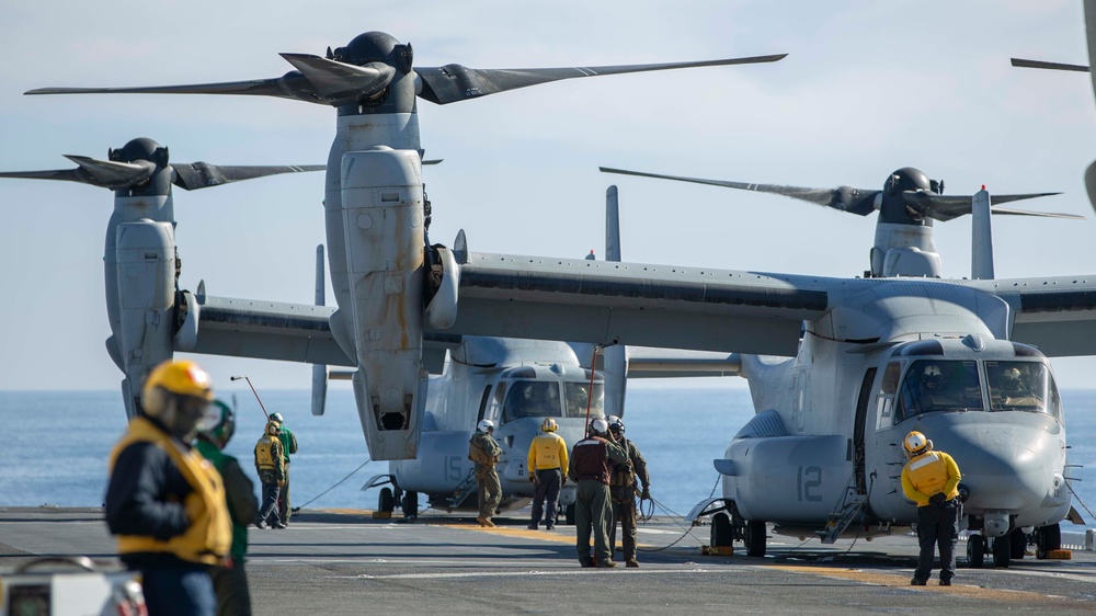 Steel Knight 21: V15 Bravo Co departs USS Essex in Osprey with VMM-165