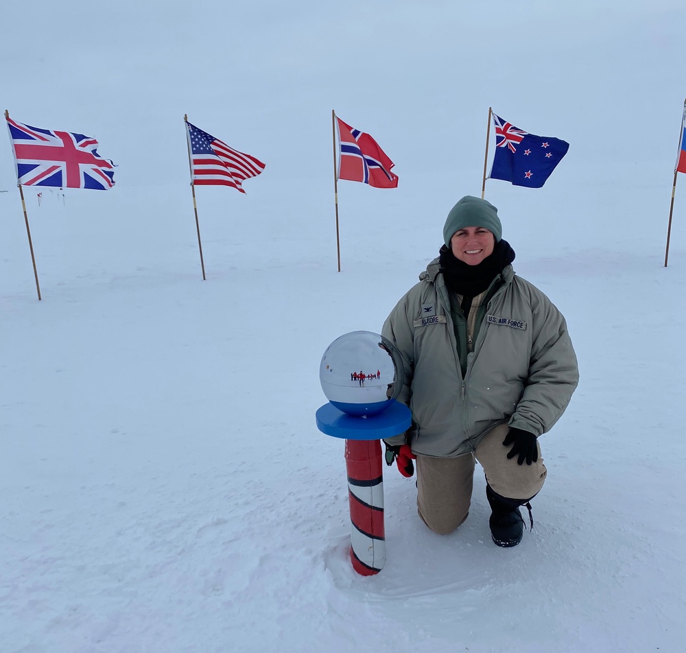 Col. Michele Kilgore at the South Pole