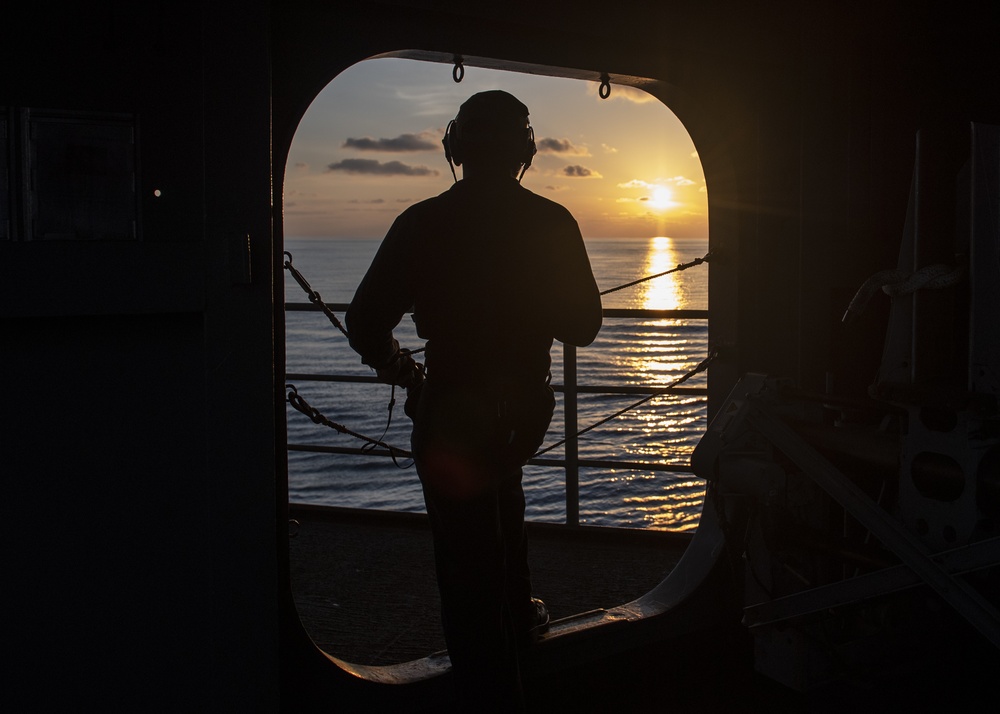 Deck Seaman Stands Fantail Watch