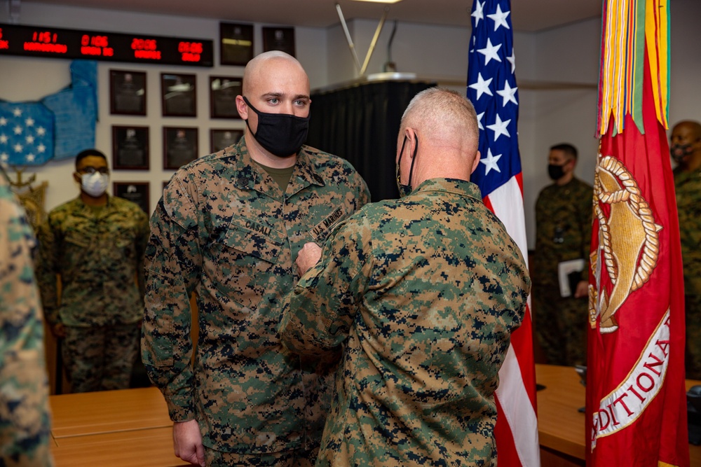 U.S. Marines Receive Navy-Marine Corps Achievement Medal