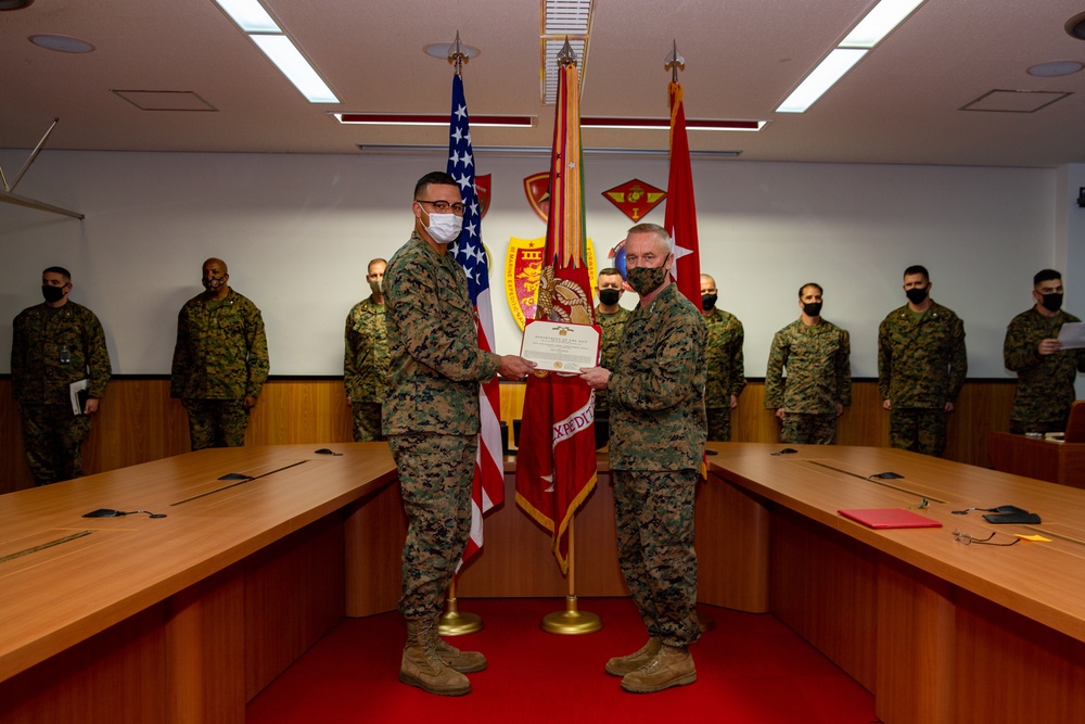 U.S. Marines Receive Navy-Marine Corps Achievement Medal