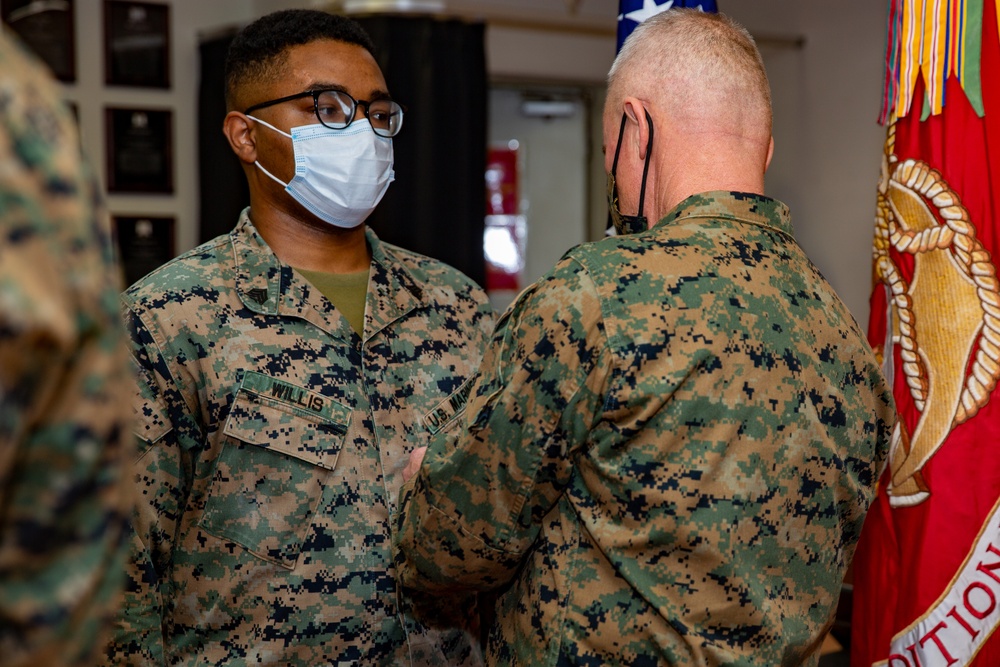 U.S. Marines Receive Navy-Marine Corps Achievement Medal