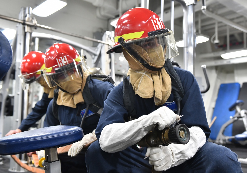 USS Blue Ridge Conducts General Quarters Drill