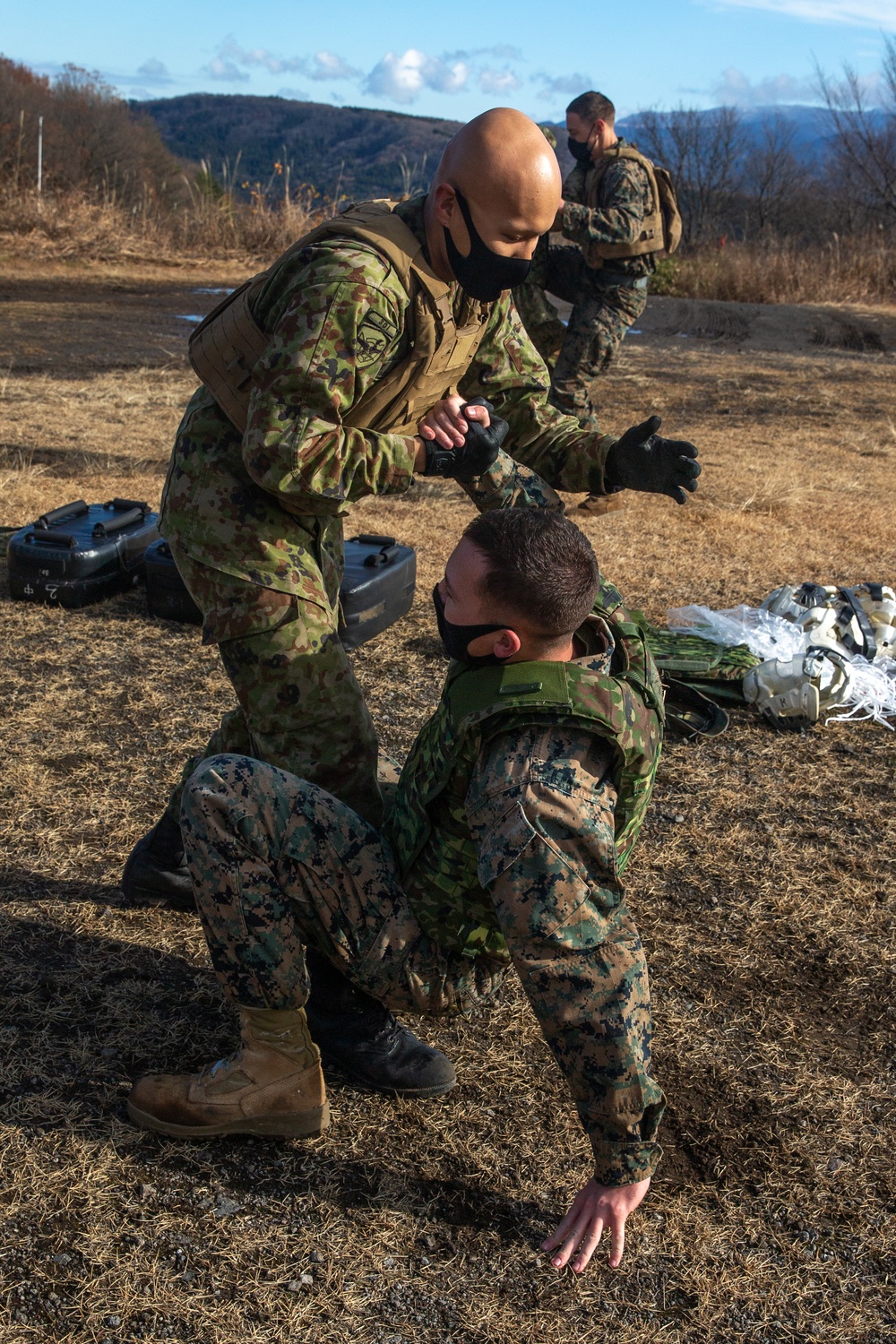 Marines with 3/8 and JGSDF Personnel conduct MCMAP during Forest Light 21