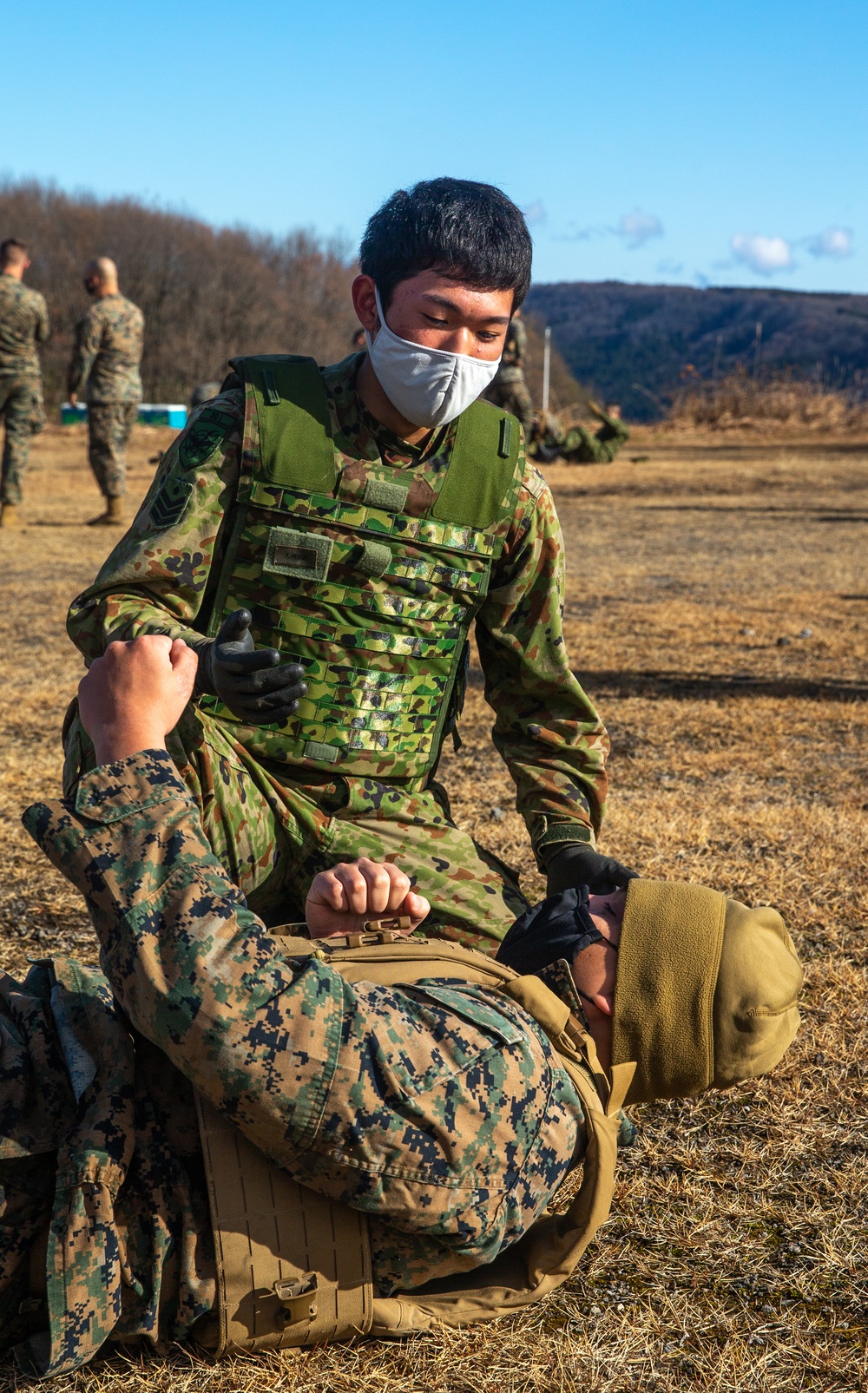 Marines with 3/8 and JGSDF Personnel conduct MCMAP during Forest Light 21