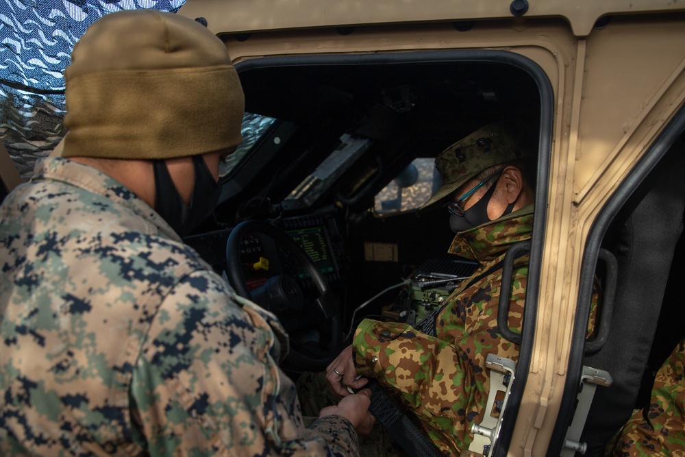 Marines with 3/8 and JGSDF Personnel operate network communications during Forest Light 21