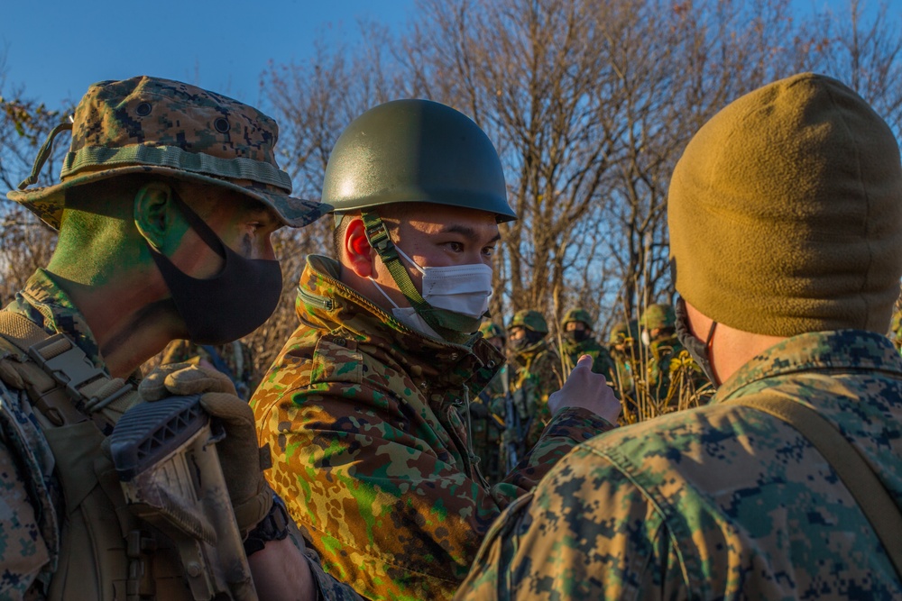 3/8 and JGSDF troops exchange patrol and infiltration tactics