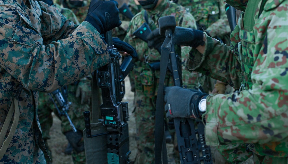 3/8 and JGSDF troops exchange patrol and infiltration tactics