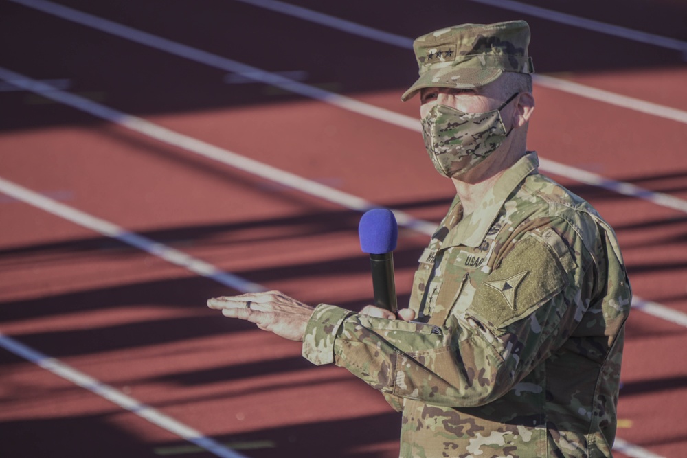 Lt. Gen. Pat White addresses soldiers concern