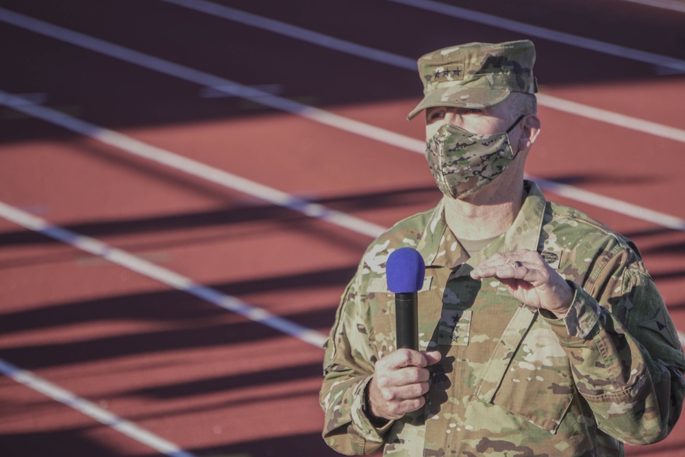 Lt. Gen. Pat White addresses soldiers concern