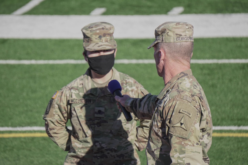 Lt. Gen. Pat White addresses soldiers concern